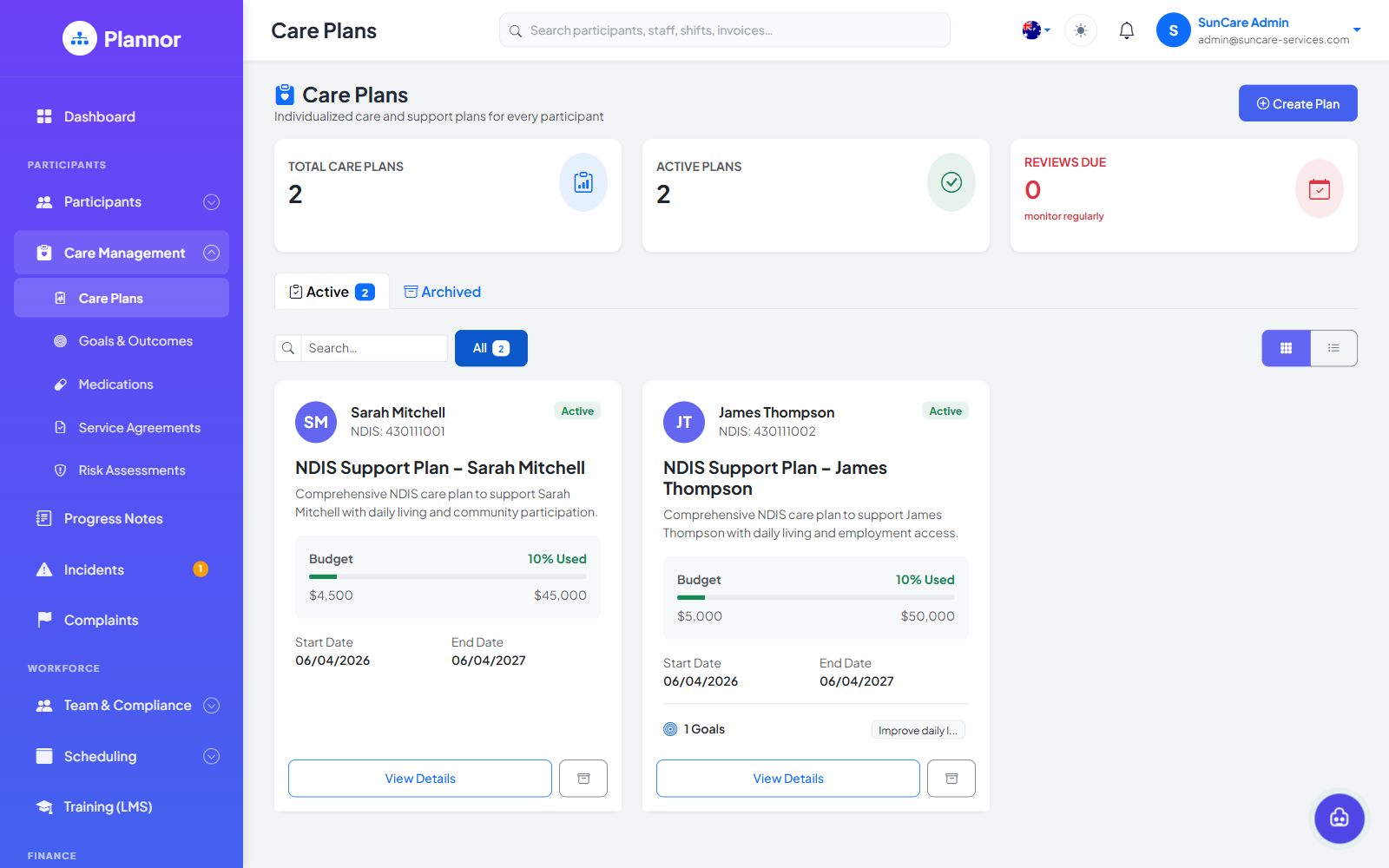 Care Plans &amp; Goals in Plannor