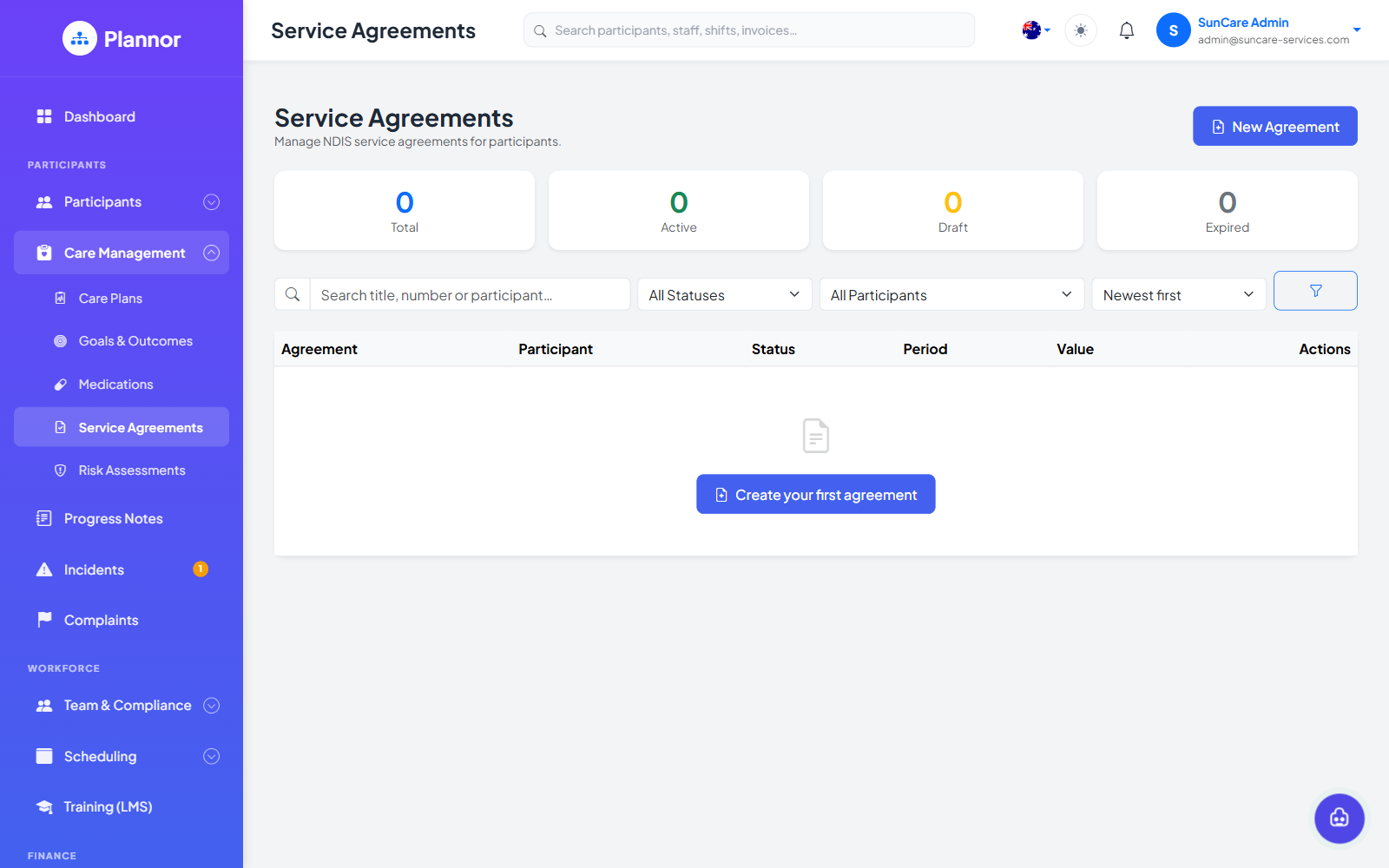 Service Agreements in Plannor